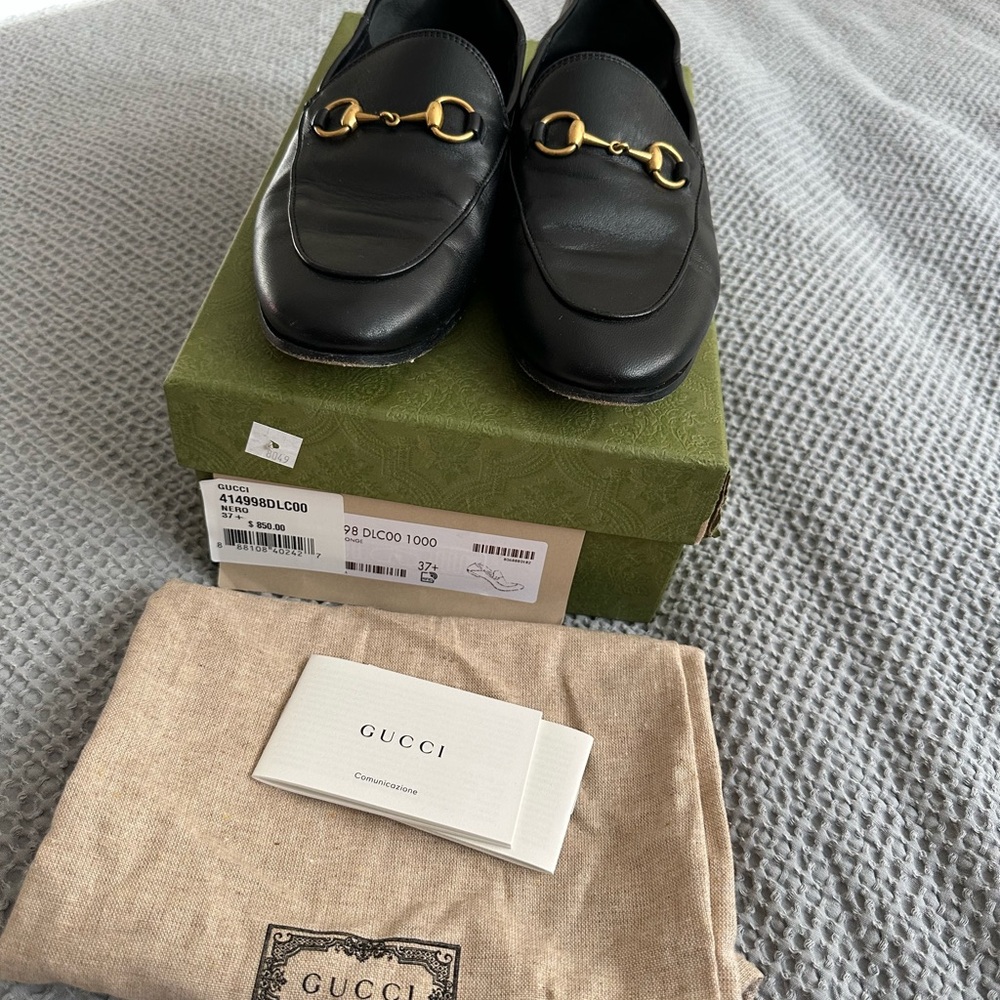 Gucci Black Leather Loafers 37.5